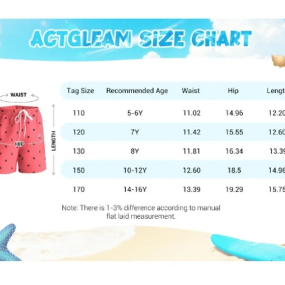 New Boys Swim Trunks with Compression Liner - Orange Plume Floral - Size 8Y - Picture 8 of 8